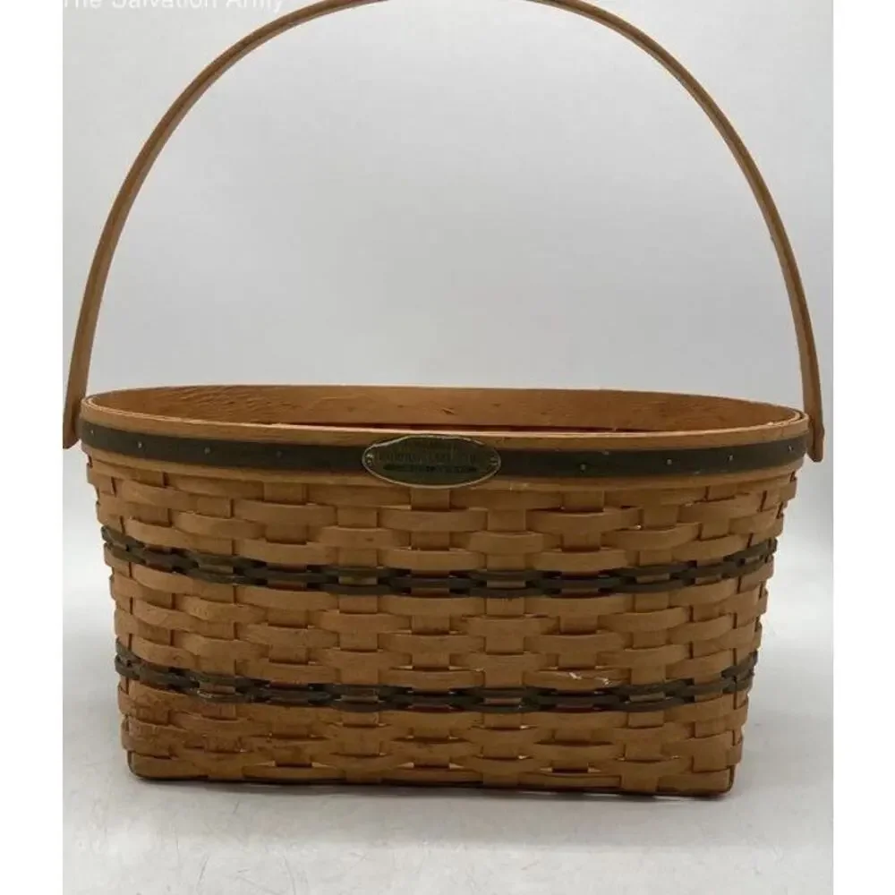 VTG Longaberger Traditions Collection 1995 Family Basket Large Oval Brown Green